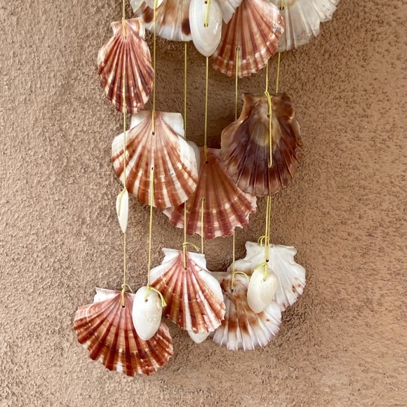 VTG 1970s Hanging Shell Art Mobile Wind Chime 21" Long - Picture 6 of 9